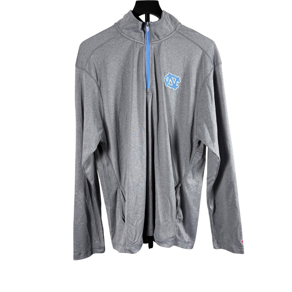Champion Mens UNC Tar Heels Quarter Zip Pullover Gray Heather XL University NC - Picture 1 of 11